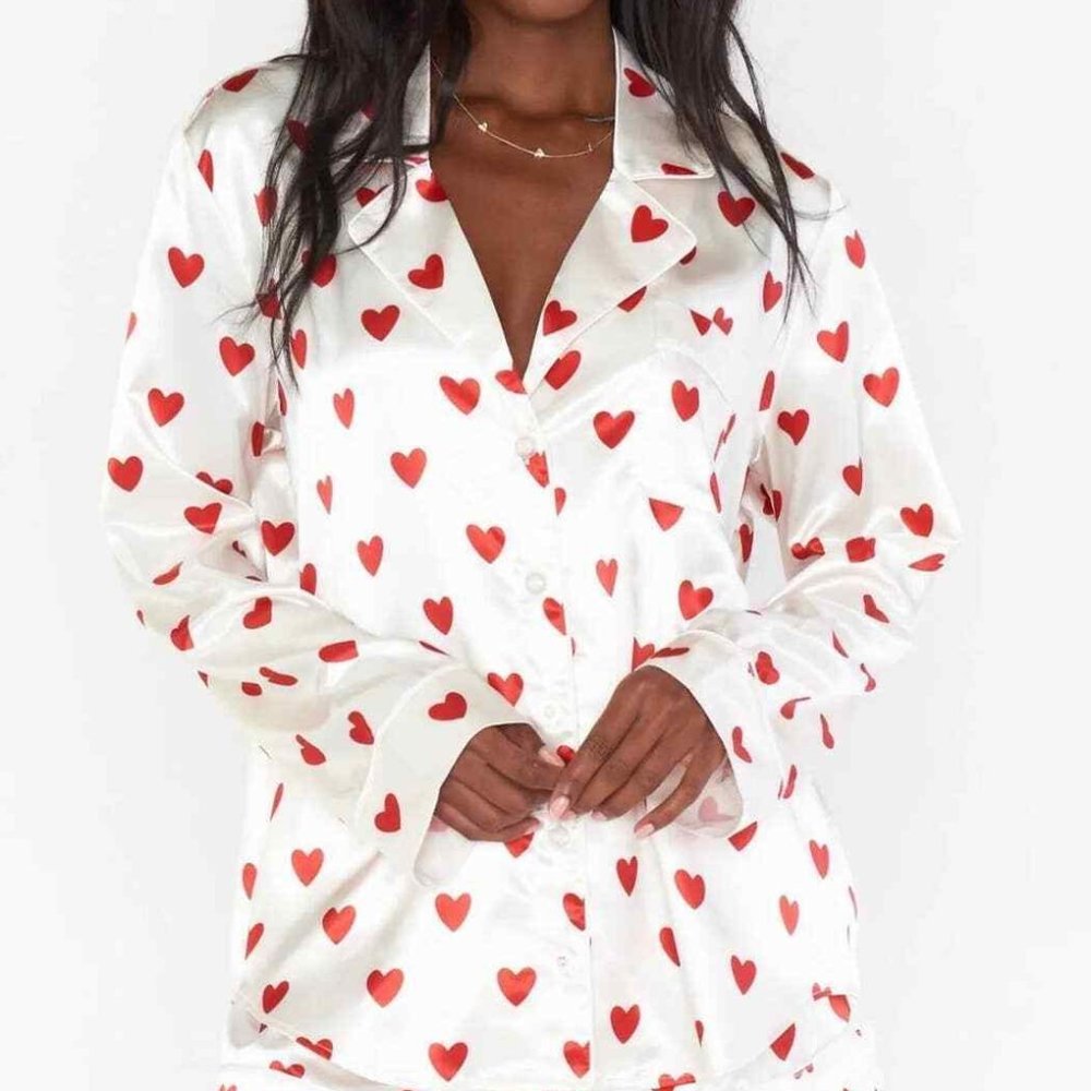 Show Me Your Mumu SMYMM Classic PJ Pajama Set Hearts Long Sleeve XXL